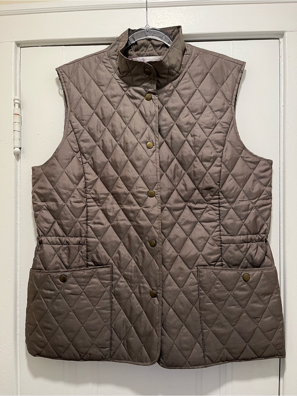 Wind & Weather Resistant Taupe Preppy Quilted Vest Cottagecore Utility Sz L
